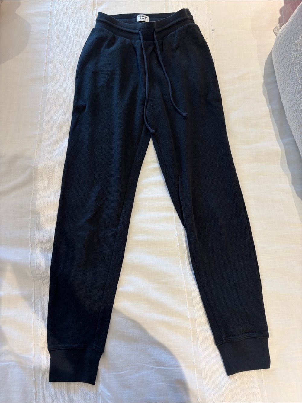 Aritzia Sunday Best Black Sweatpants with Drawstring Waist